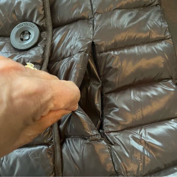 Coatology Brown Packable Puffer Jacket Medium Brown 95% Down Double Breasted - Picture 7 of 12